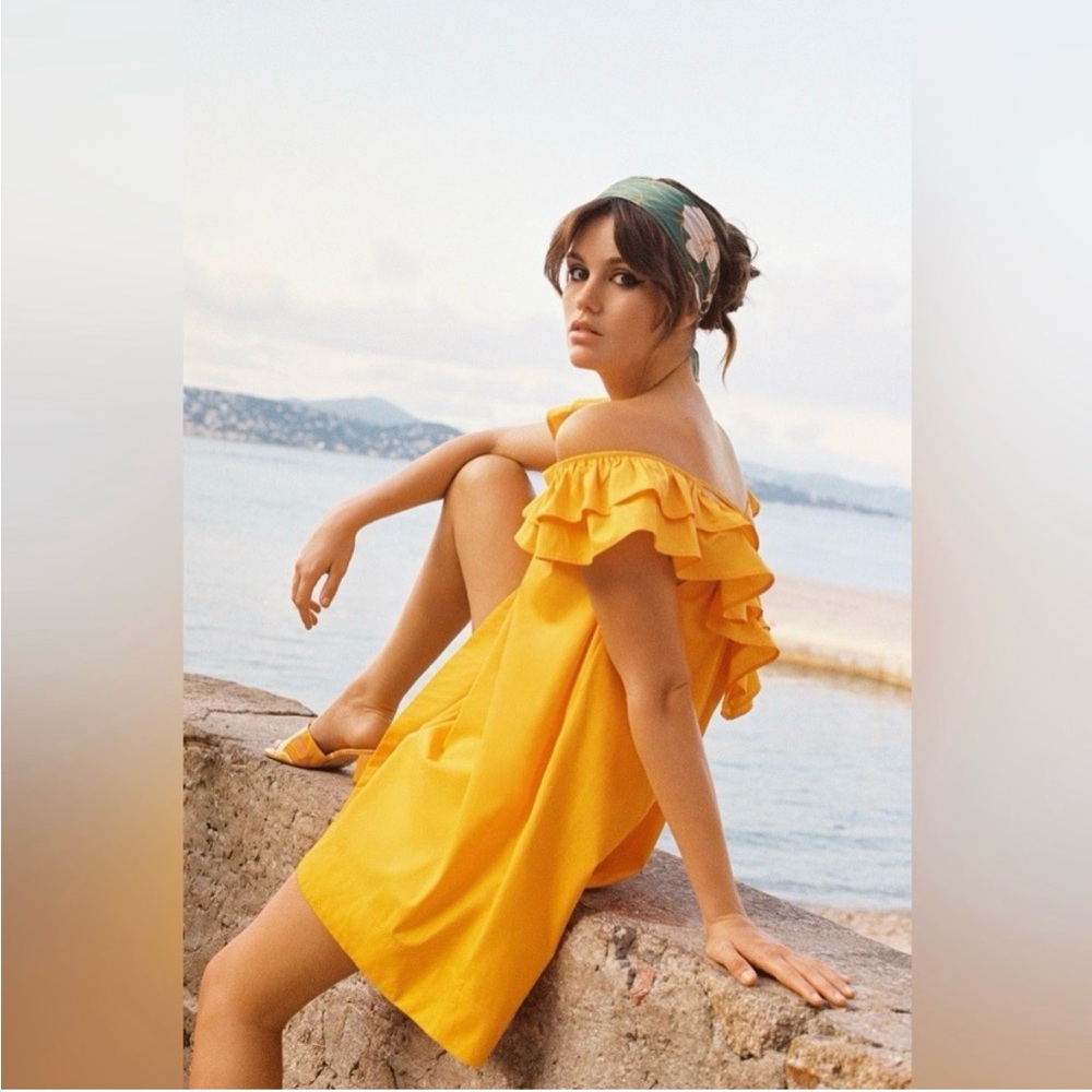 MAEVE Anthropologie Yellow Gold Mini Dress Women's XL NWT